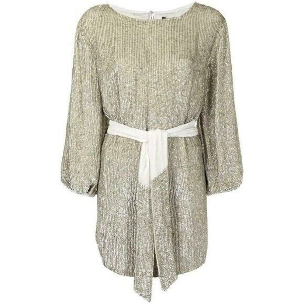 NEW NWT Sequin Long Sleeve Retrofete Grace Belted Gatsby flapper all over sequin